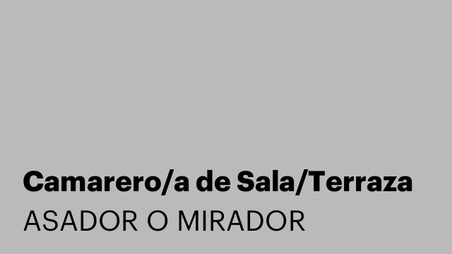 Camarero/a de Sala/Terraza