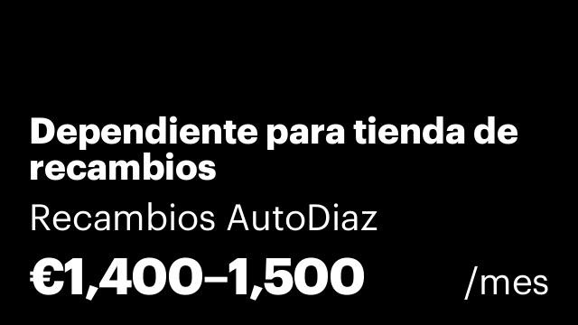 Dependiente para tienda de recambios