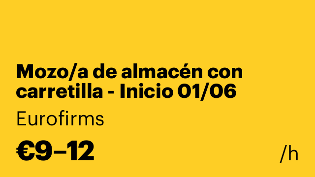 Mozo/a de almacén con carretilla - Inicio 01/06