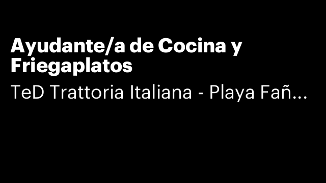 Ayudante/a de Cocina y Friegaplatos