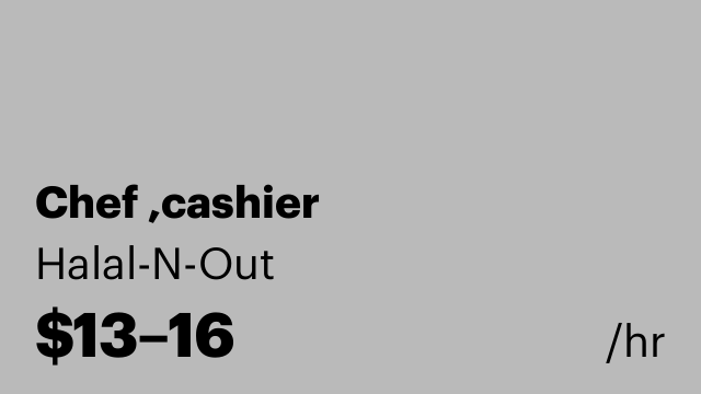 Chef ,cashier
