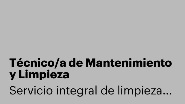 Técnico/a de Mantenimiento y Limpieza