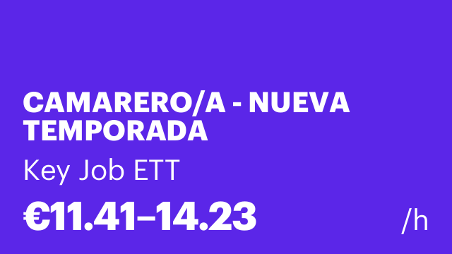 CAMARERO/A - NUEVA TEMPORADA