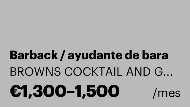 Barback / ayudante de bara