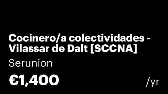 Cocinero/a colectividades - Vilassar de Dalt [SCCNA]