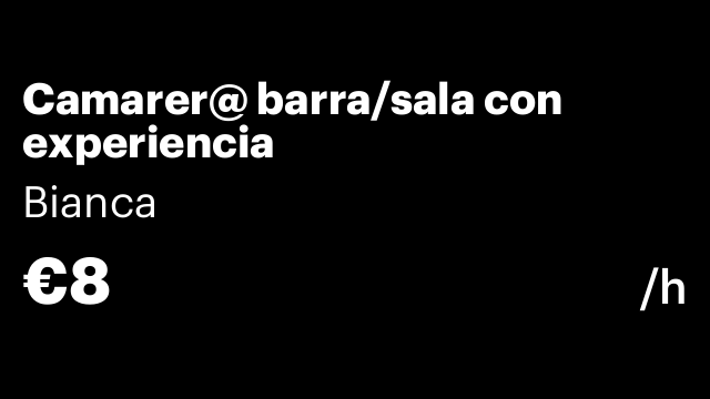Camarer@ barra/sala con experiencia