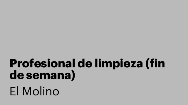 Profesional de limpieza (fin de semana)