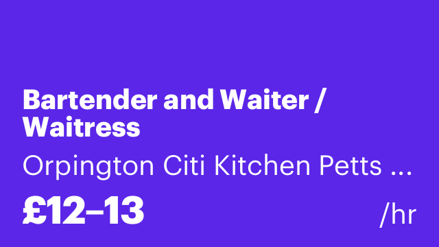 Bartender and Waiter / Waitress