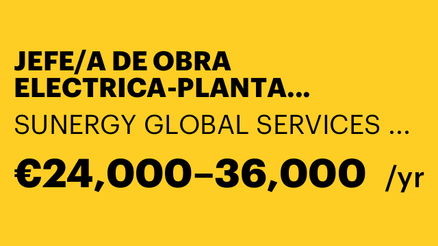 JEFE/A DE OBRA ELECTRICA-PLANTA FOTOVOLTAICA