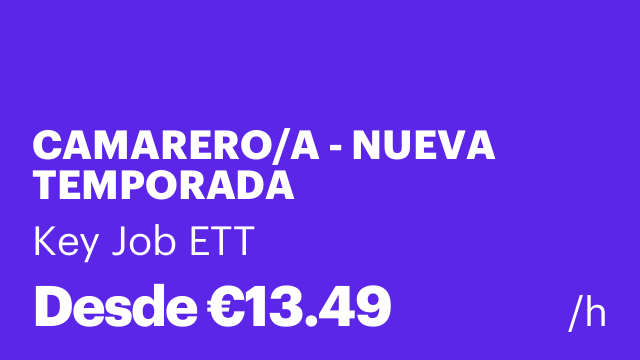 CAMARERO/A - NUEVA TEMPORADA