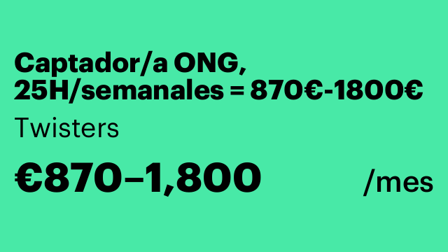 Captador/a ONG, 25H/semanales = 870€-1800€