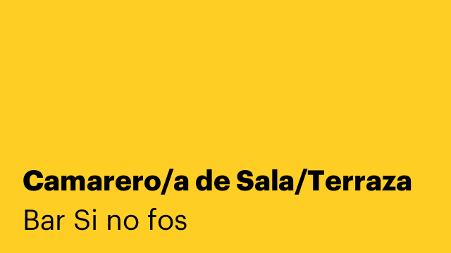 Camarero/a de Sala/Terraza