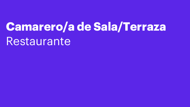 Camarero/a de Sala/Terraza