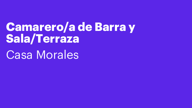 Camarero/a de Barra y Sala/Terraza