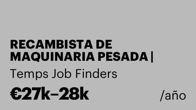 RECAMBISTA DE MAQUINARIA PESADA | CIEMPOZUELOS (MADRID)