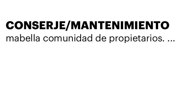 CONSERJE/MANTENIMIENTO
