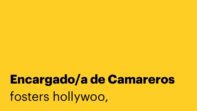 Encargado/a de Camareros