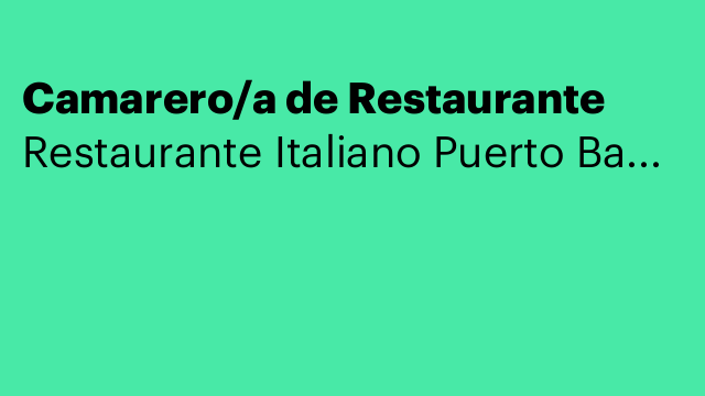 Camarero/a de Restaurante