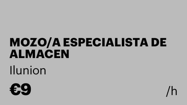 MOZO/A ESPECIALISTA DE ALMACEN