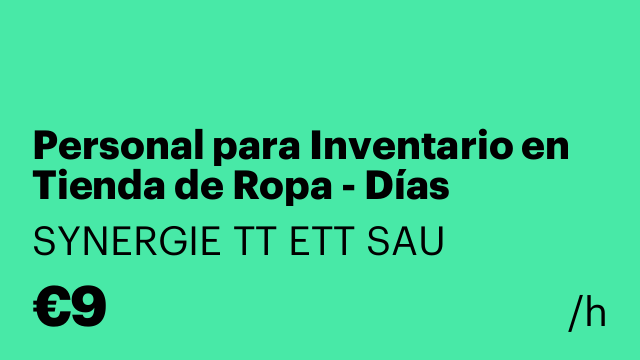 Personal para Inventario en Tienda de Ropa - Días puntuales
