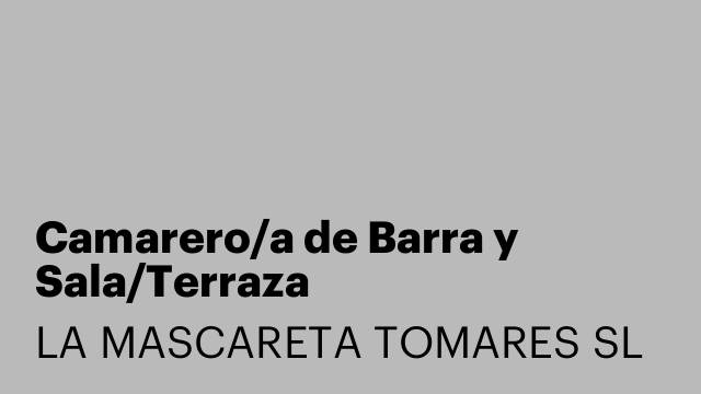 Camarero/a de Barra y Sala/Terraza