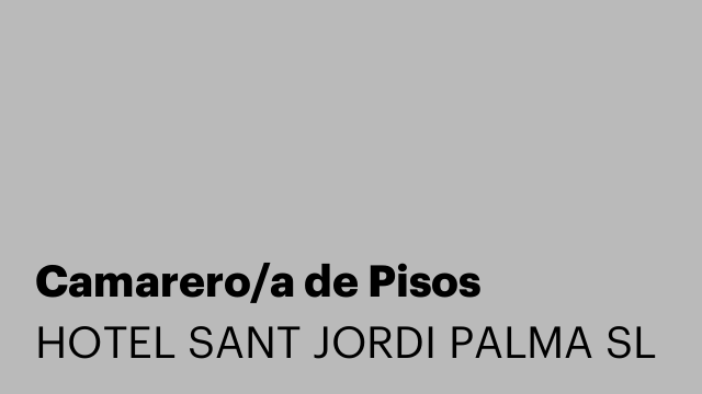Camarero/a de Pisos