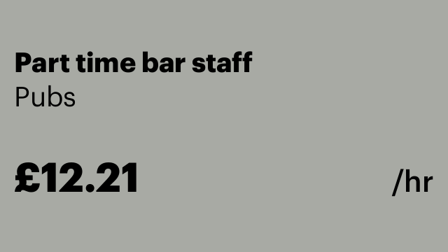 Part time bar staff