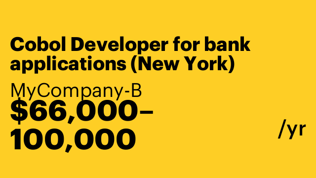 Cobol Developer for bank applications (New York)
