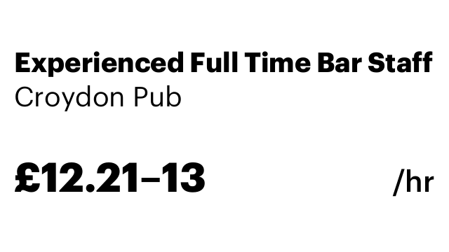 Experienced Full Time Bar Staff