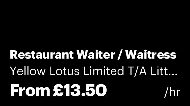 Restaurant Waiter / Waitress