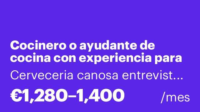 Cocinero o ayudante de cocina con experiencia para menús