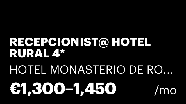 RECEPCIONIST@ HOTEL RURAL 4*