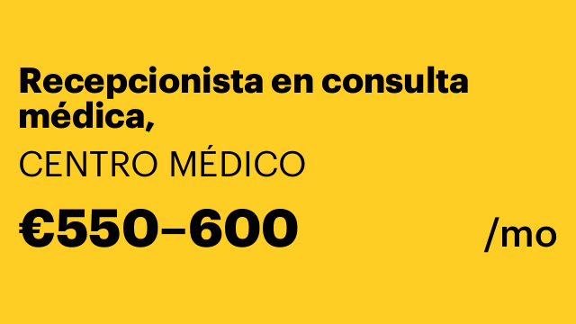 Recepcionista en consulta médica,