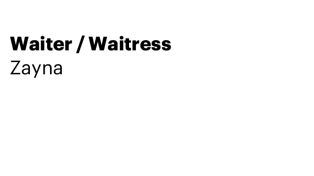 Waiter / Waitress