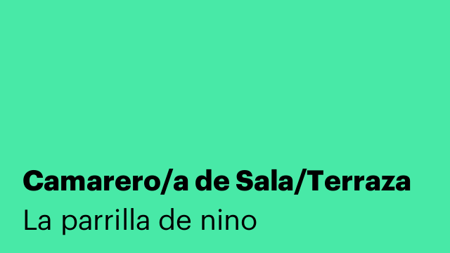 Camarero/a de Sala/Terraza