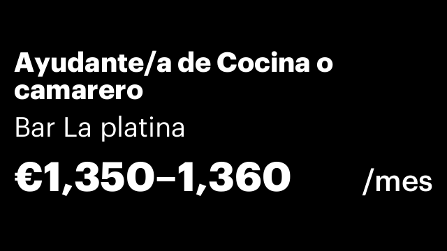 Ayudante/a de Cocina o camarero