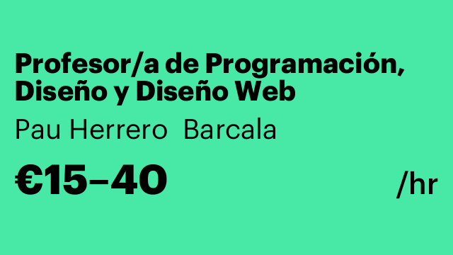 Profesor/a de Programación, Diseño y Diseño Web