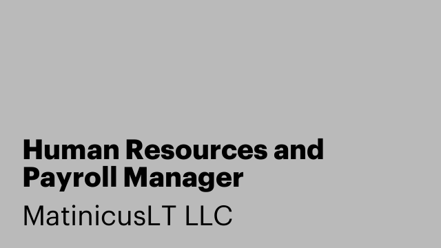 Human Resources and Payroll Manager