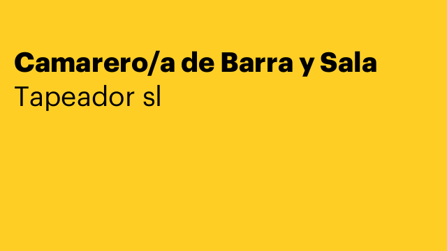 Camarero/a de Barra y Sala