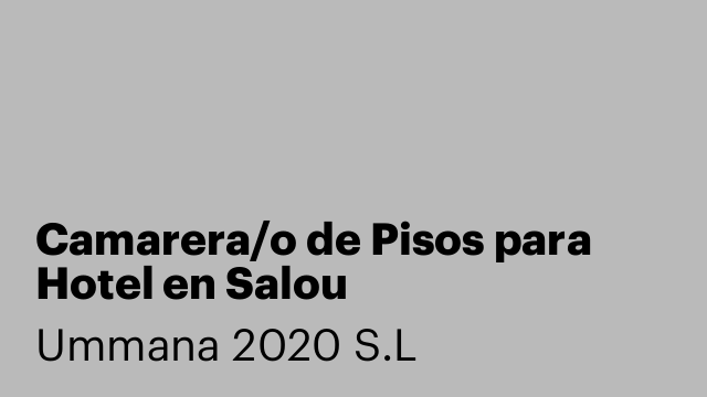 Camarera/o de Pisos para Hotel en Salou