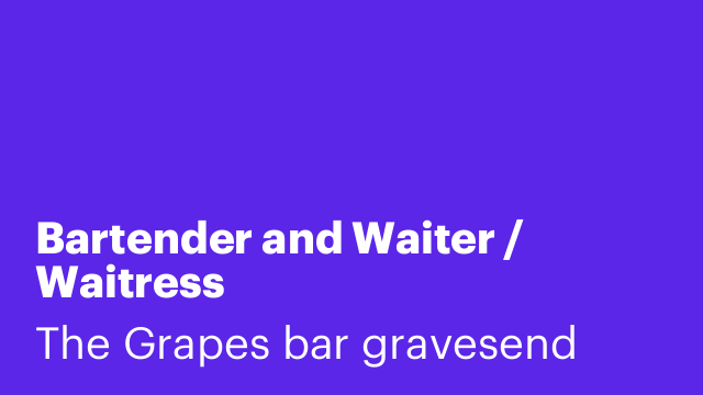 Bartender and Waiter / Waitress