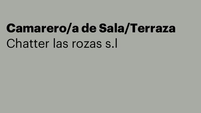 Camarero/a de Sala/Terraza