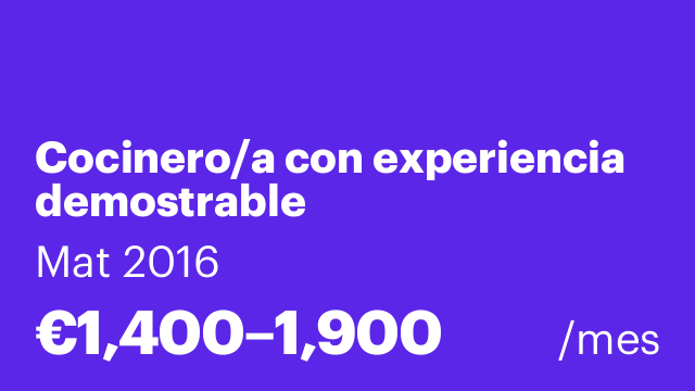 Cocinero/a con experiencia demostrable