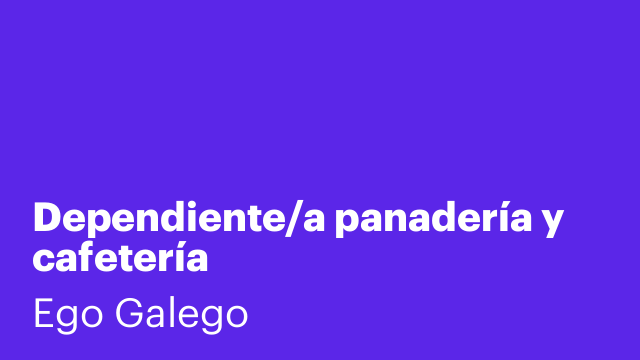 Dependiente/a panadería y cafetería