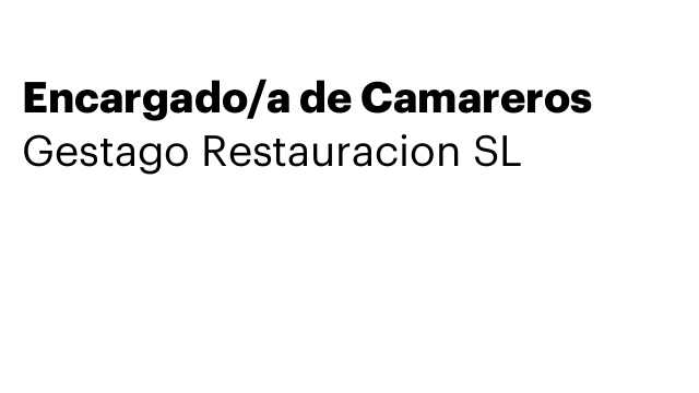 Encargado/a de Camareros