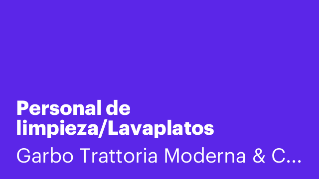 Personal de limpieza/Lavaplatos