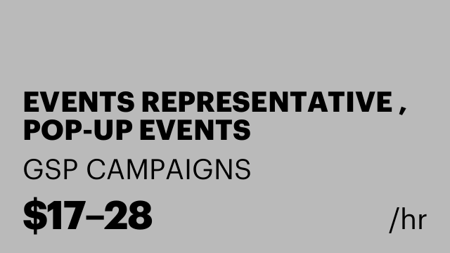 EVENTS REPRESENTATIVE , POP-UP EVENTS
