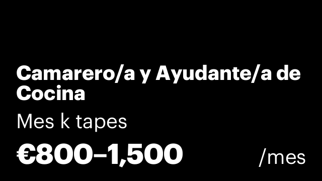 Camarero/a y Ayudante/a de Cocina