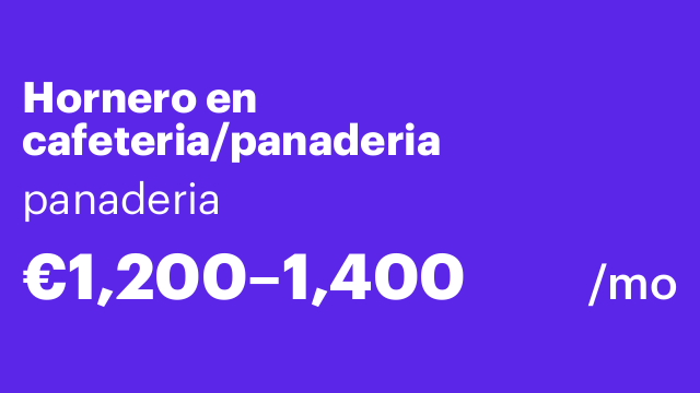 Hornero en cafeteria/panaderia