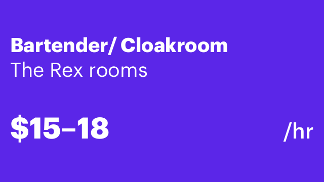 Bartender/ Cloakroom